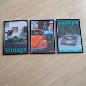 Adidas Vintage Car and Typewriter Art Set - Black Frames